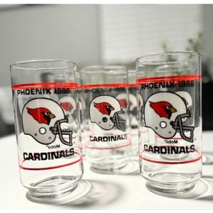 Set of 6- Vintage Arizona Phoenix Cardinals 1988 Mobil Drink Ware